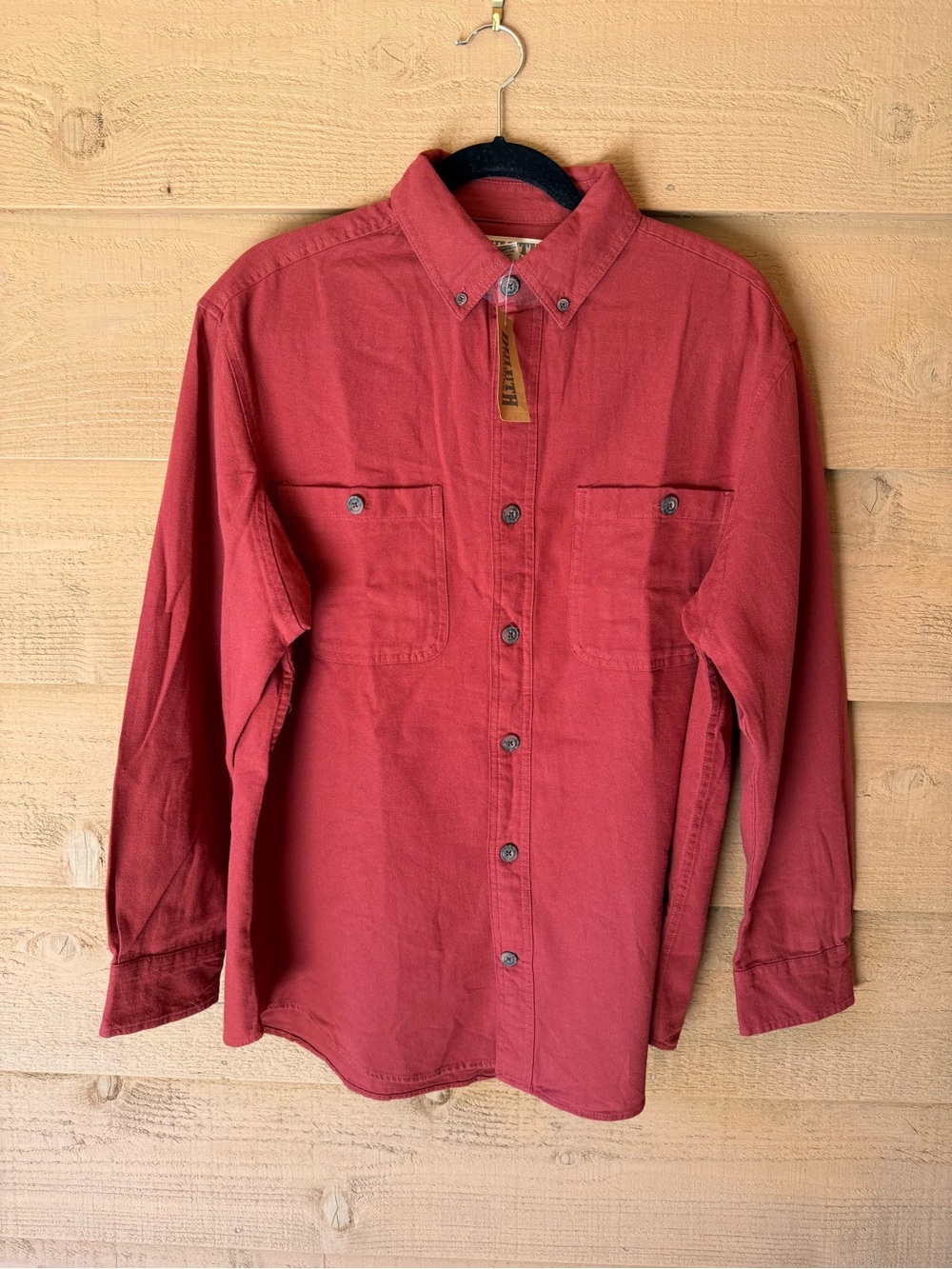 NWT Duluth Trading Co Men’s Free Swingin' Flannel Relaxed Fit Shirt Crimson Red